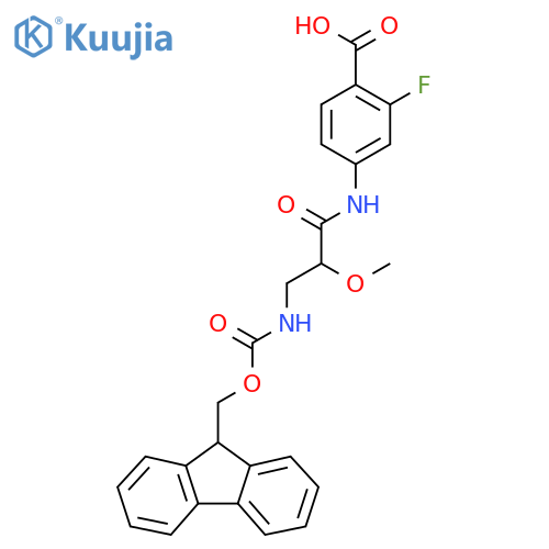 4-3-({(9H-fluoren-9-yl)methoxycarbonyl}amino)-2-methoxypropanamido-2-fluorobenzoic acid structure