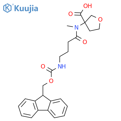 3-4-({(9H-fluoren-9-yl)methoxycarbonyl}amino)-N-methylbutanamidooxolane-3-carboxylic acid structure
