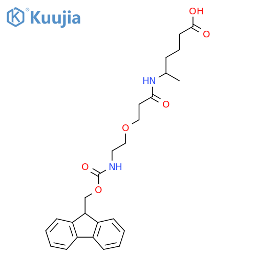 5-{3-2-({(9H-fluoren-9-yl)methoxycarbonyl}amino)ethoxypropanamido}hexanoic acid structure