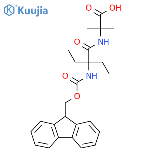 2-2-ethyl-2-({(9H-fluoren-9-yl)methoxycarbonyl}amino)butanamido-2-methylpropanoic acid structure