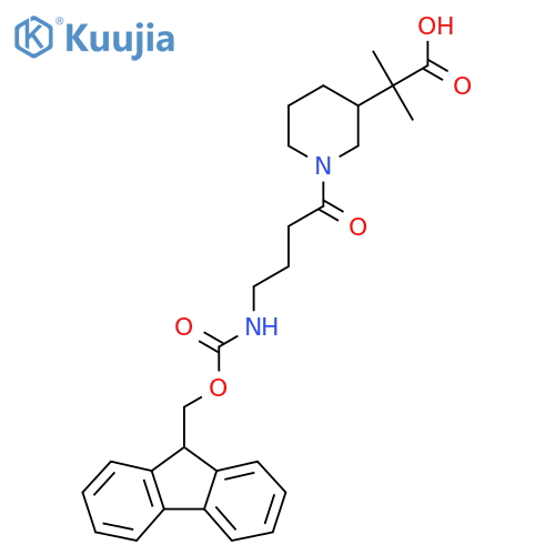 2-{1-4-({(9H-fluoren-9-yl)methoxycarbonyl}amino)butanoylpiperidin-3-yl}-2-methylpropanoic acid structure