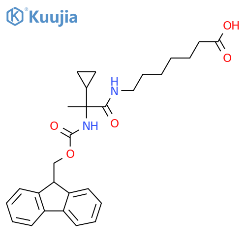 7-2-cyclopropyl-2-({(9H-fluoren-9-yl)methoxycarbonyl}amino)propanamidoheptanoic acid structure