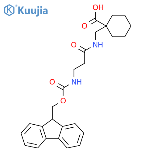 1-{3-({(9H-fluoren-9-yl)methoxycarbonyl}amino)propanamidomethyl}cyclohexane-1-carboxylic acid structure