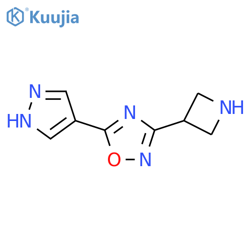 3-(azetidin-3-yl)-5-(1H-pyrazol-4-yl)-1,2,4-oxadiazole structure
