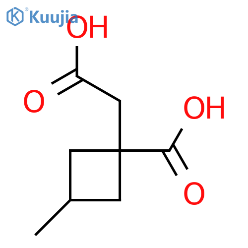 1-(carboxymethyl)-3-methylcyclobutane-1-carboxylic acid structure