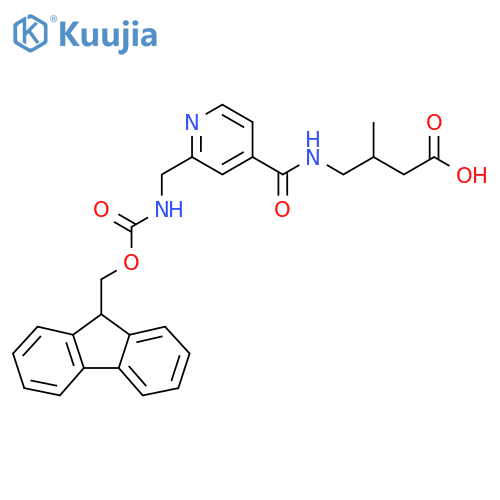 4-({2-({(9H-fluoren-9-yl)methoxycarbonyl}amino)methylpyridin-4-yl}formamido)-3-methylbutanoic acid structure