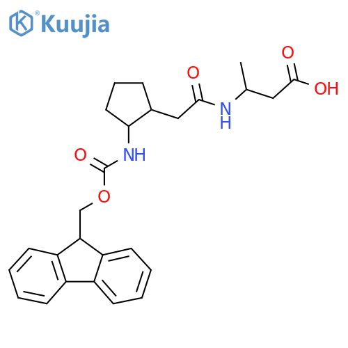 3-{2-2-({(9H-fluoren-9-yl)methoxycarbonyl}amino)cyclopentylacetamido}butanoic acid structure