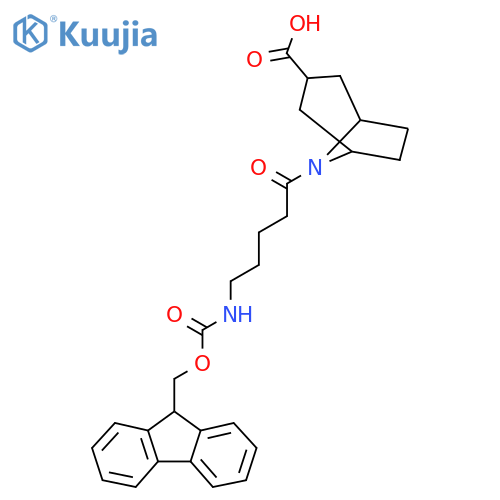 8-5-({(9H-fluoren-9-yl)methoxycarbonyl}amino)pentanoyl-8-azabicyclo3.2.1octane-3-carboxylic acid structure