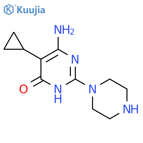 6-amino-5-cyclopropyl-2-(piperazin-1-yl)-3,4-dihydropyrimidin-4-one structure