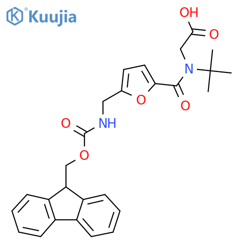2-(N-tert-butyl-1-{5-({(9H-fluoren-9-yl)methoxycarbonyl}amino)methylfuran-2-yl}formamido)acetic acid structure