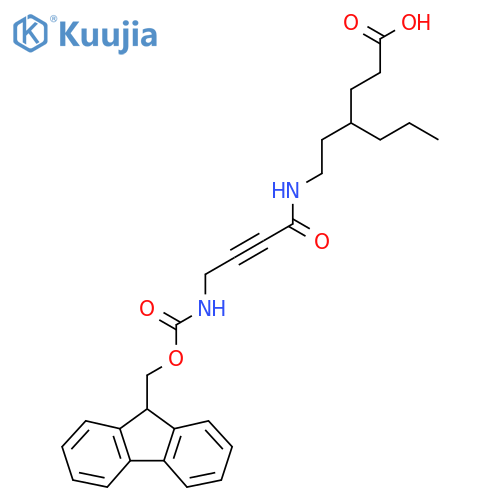 4-{2-4-({(9H-fluoren-9-yl)methoxycarbonyl}amino)but-2-ynamidoethyl}heptanoic acid structure