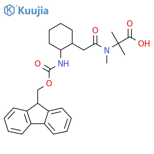 2-{2-2-({(9H-fluoren-9-yl)methoxycarbonyl}amino)cyclohexyl-N-methylacetamido}-2-methylpropanoic acid structure