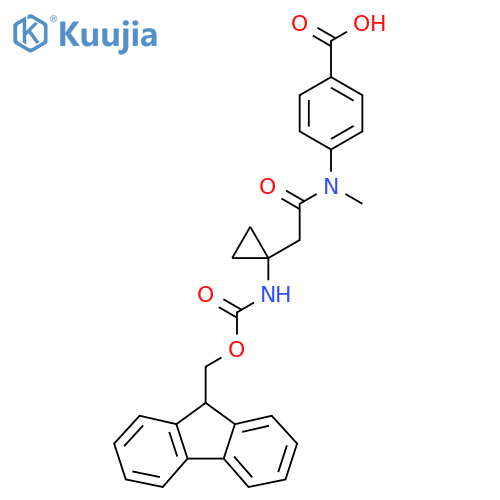 4-{2-1-({(9H-fluoren-9-yl)methoxycarbonyl}amino)cyclopropyl-N-methylacetamido}benzoic acid structure