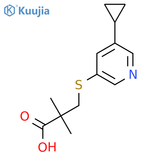 3-(5-cyclopropylpyridin-3-yl)sulfanyl-2,2-dimethylpropanoic acid structure