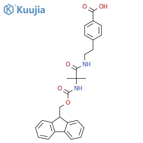 4-{2-2-({(9H-fluoren-9-yl)methoxycarbonyl}amino)-2-methylpropanamidoethyl}benzoic acid structure