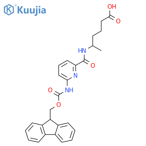 5-{6-({(9H-fluoren-9-yl)methoxycarbonyl}amino)pyridin-2-ylformamido}hexanoic acid structure