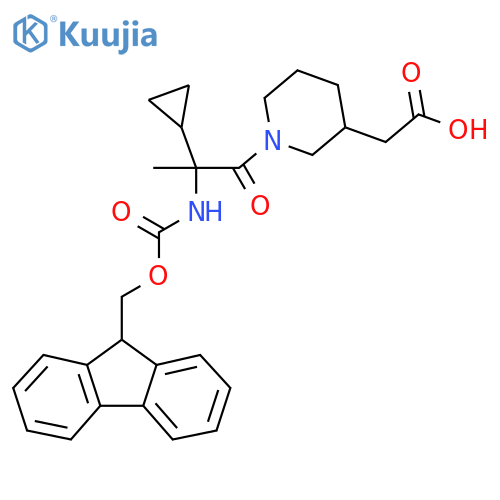 2-{1-2-cyclopropyl-2-({(9H-fluoren-9-yl)methoxycarbonyl}amino)propanoylpiperidin-3-yl}acetic acid structure