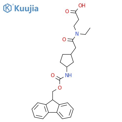 3-{N-ethyl-2-3-({(9H-fluoren-9-yl)methoxycarbonyl}amino)cyclopentylacetamido}propanoic acid structure
