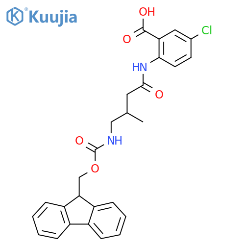 5-chloro-2-4-({(9H-fluoren-9-yl)methoxycarbonyl}amino)-3-methylbutanamidobenzoic acid structure