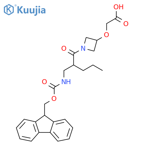 2-(1-{2-({(9H-fluoren-9-yl)methoxycarbonyl}amino)methylpentanoyl}azetidin-3-yl)oxyacetic acid structure