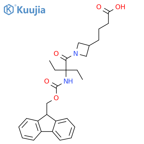 4-{1-2-ethyl-2-({(9H-fluoren-9-yl)methoxycarbonyl}amino)butanoylazetidin-3-yl}butanoic acid structure