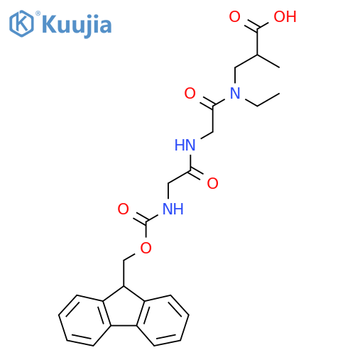 3-{N-ethyl-2-2-({(9H-fluoren-9-yl)methoxycarbonyl}amino)acetamidoacetamido}-2-methylpropanoic acid structure