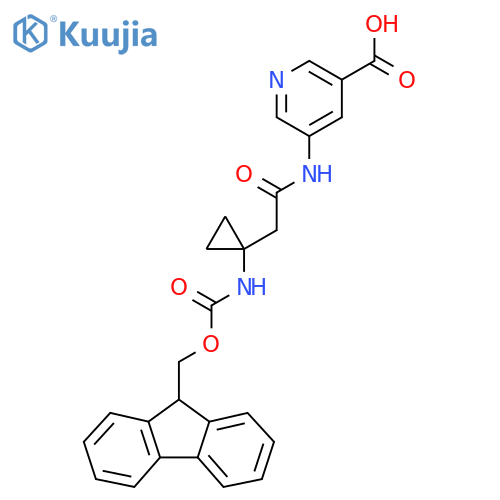 5-{2-1-({(9H-fluoren-9-yl)methoxycarbonyl}amino)cyclopropylacetamido}pyridine-3-carboxylic acid structure