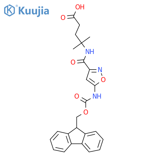 4-{5-({(9H-fluoren-9-yl)methoxycarbonyl}amino)-1,2-oxazol-3-ylformamido}-4-methylpentanoic acid structure