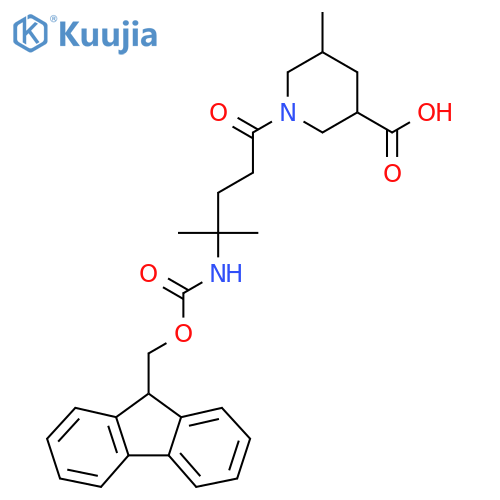 1-4-({(9H-fluoren-9-yl)methoxycarbonyl}amino)-4-methylpentanoyl-5-methylpiperidine-3-carboxylic acid structure