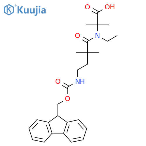 2-N-ethyl-4-({(9H-fluoren-9-yl)methoxycarbonyl}amino)-2,2-dimethylbutanamido-2-methylpropanoic acid structure