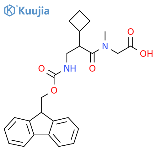 2-2-cyclobutyl-3-({(9H-fluoren-9-yl)methoxycarbonyl}amino)-N-methylpropanamidoacetic acid structure