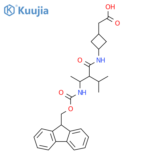 2-{3-3-({(9H-fluoren-9-yl)methoxycarbonyl}amino)-2-(propan-2-yl)butanamidocyclobutyl}acetic acid structure