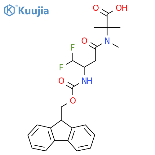 2-3-({(9H-fluoren-9-yl)methoxycarbonyl}amino)-4,4-difluoro-N-methylbutanamido-2-methylpropanoic acid structure
