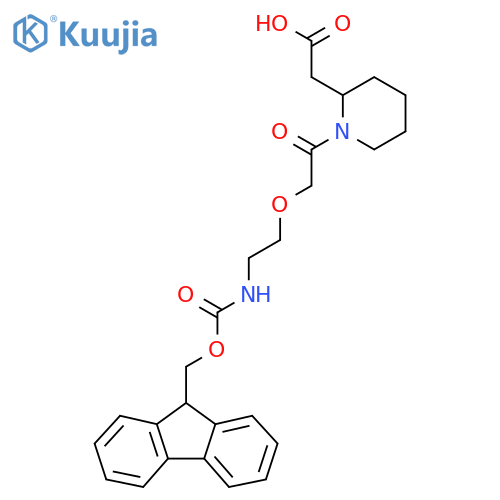 2-(1-{2-2-({(9H-fluoren-9-yl)methoxycarbonyl}amino)ethoxyacetyl}piperidin-2-yl)acetic acid structure