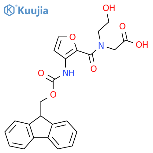 2-{1-3-({(9H-fluoren-9-yl)methoxycarbonyl}amino)furan-2-yl-N-(2-hydroxyethyl)formamido}acetic acid structure