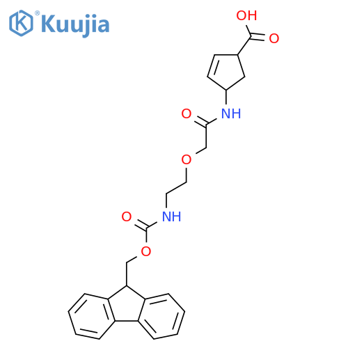 4-{2-2-({(9H-fluoren-9-yl)methoxycarbonyl}amino)ethoxyacetamido}cyclopent-2-ene-1-carboxylic acid structure