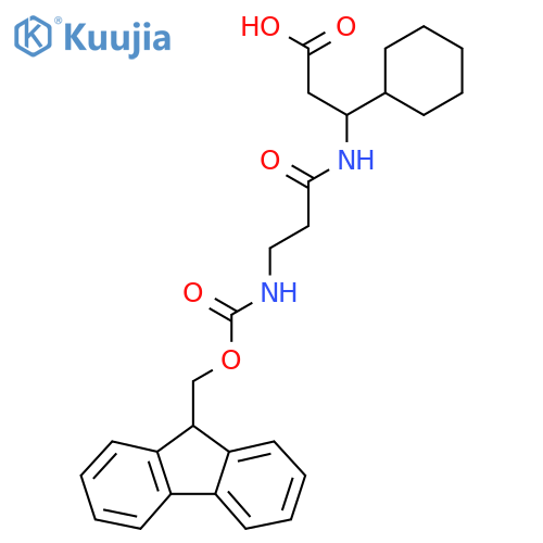 3-cyclohexyl-3-3-({(9H-fluoren-9-yl)methoxycarbonyl}amino)propanamidopropanoic acid structure