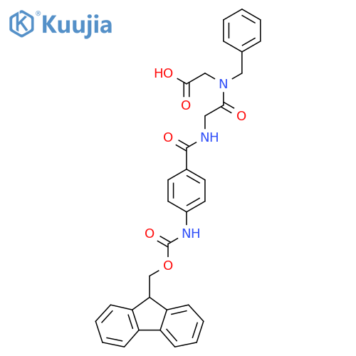 2-(N-benzyl-2-{4-({(9H-fluoren-9-yl)methoxycarbonyl}amino)phenylformamido}acetamido)acetic acid structure