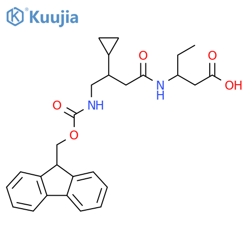 3-3-cyclopropyl-4-({(9H-fluoren-9-yl)methoxycarbonyl}amino)butanamidopentanoic acid structure