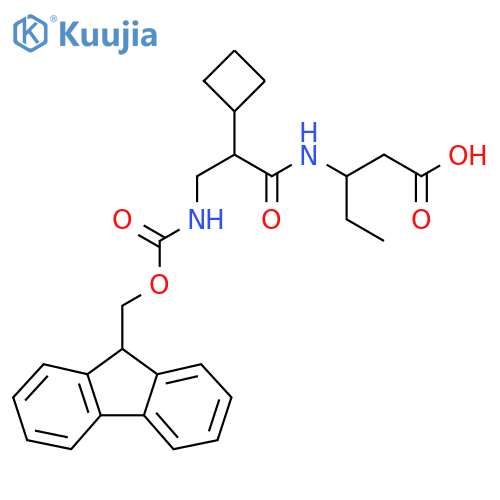 3-2-cyclobutyl-3-({(9H-fluoren-9-yl)methoxycarbonyl}amino)propanamidopentanoic acid structure