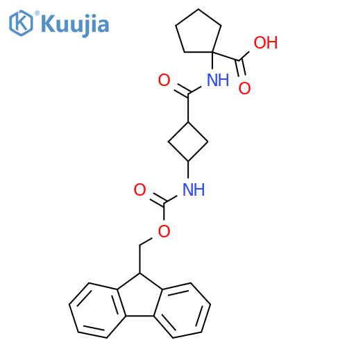 1-3-({(9H-fluoren-9-yl)methoxycarbonyl}amino)cyclobutaneamidocyclopentane-1-carboxylic acid structure