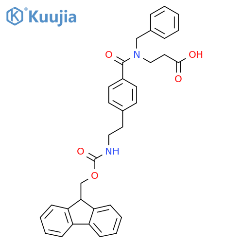 3-(N-benzyl-1-{4-2-({(9H-fluoren-9-yl)methoxycarbonyl}amino)ethylphenyl}formamido)propanoic acid structure