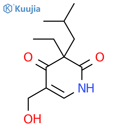 3-ethyl-5-(hydroxymethyl)-3-(2-methylpropyl)-1,2,3,4-tetrahydropyridine-2,4-dione structure