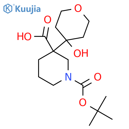 1-(tert-butoxy)carbonyl-3-(4-hydroxyoxan-4-yl)piperidine-3-carboxylic acid structure