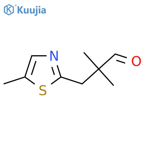 2,2-dimethyl-3-(5-methyl-1,3-thiazol-2-yl)propanal structure