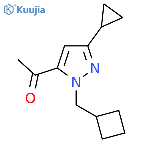 1-1-(cyclobutylmethyl)-3-cyclopropyl-1H-pyrazol-5-ylethan-1-one structure