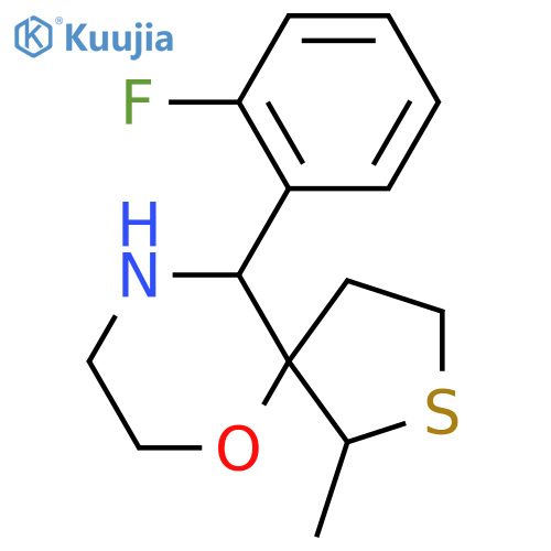 10-(2-fluorophenyl)-1-methyl-6-oxa-2-thia-9-azaspiro4.5decane structure