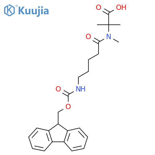 2-5-({(9H-fluoren-9-yl)methoxycarbonyl}amino)-N-methylpentanamido-2-methylpropanoic acid structure