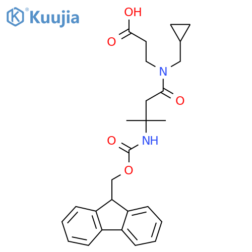 3-N-(cyclopropylmethyl)-3-({(9H-fluoren-9-yl)methoxycarbonyl}amino)-3-methylbutanamidopropanoic acid structure
