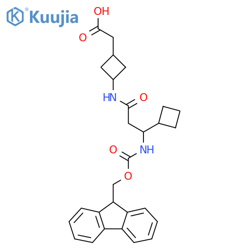 2-{3-3-cyclobutyl-3-({(9H-fluoren-9-yl)methoxycarbonyl}amino)propanamidocyclobutyl}acetic acid structure